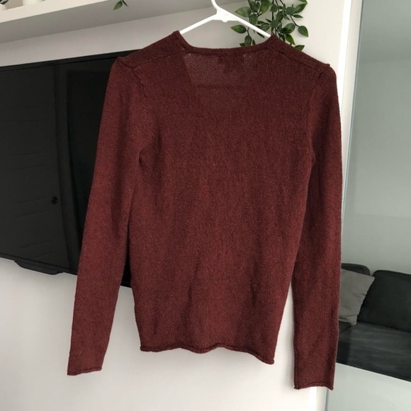 3/22 🧡 Burgundy knit tie half front sweater - Picture 2 of 3